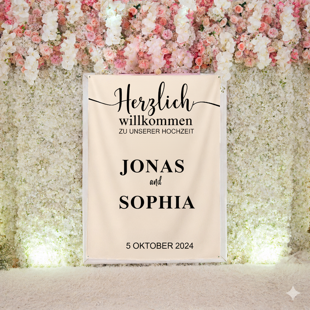 Custom Wedding Welcome Banner – Personalized Name Sign, Elegant Wall Tapestry for Wedding Decoration